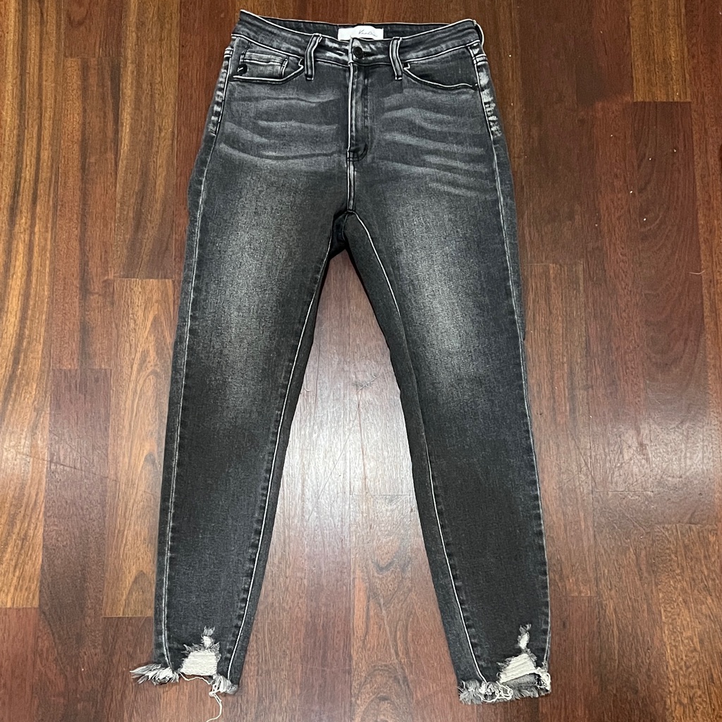 Kancan Women's Charcoal Distressed Skinny Jeans